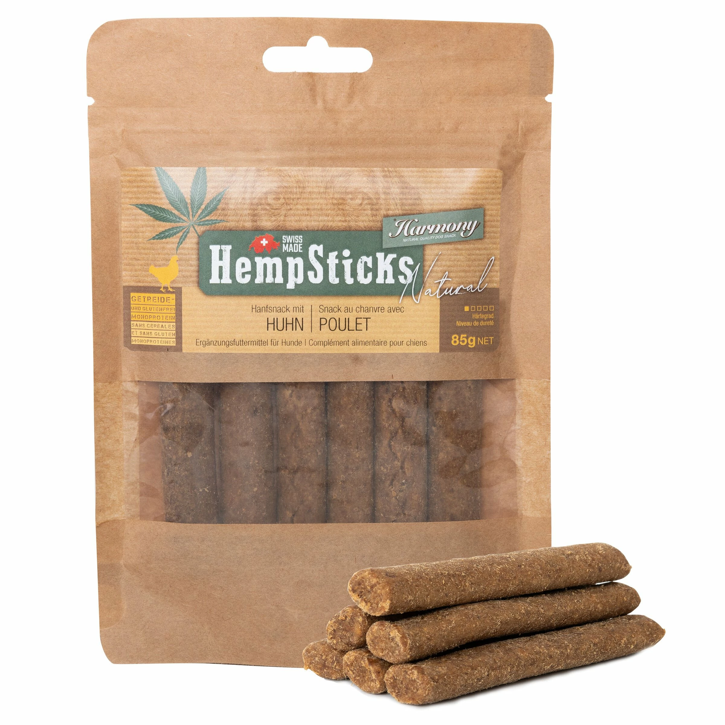 Harmony Dog Natural Hemp Sticks Huhn 85g