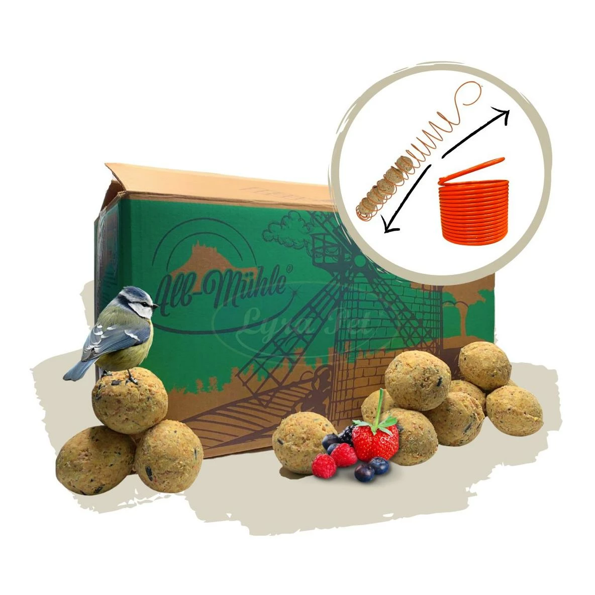 Lyra Pet Meisenknödel Aus Der ALB-MÜHLE Ohne Netz Vollkorn & Früchte + 2 Spender