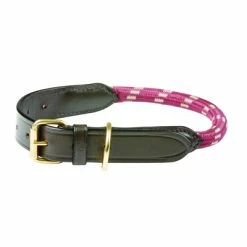 Weatherbeeta Dog Collar Rope Leather Hunter Green/Brown M
