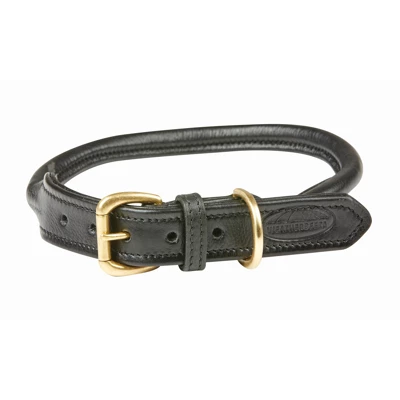 Weatherbeeta Dog Collar Rolled Leather Schwarz XL