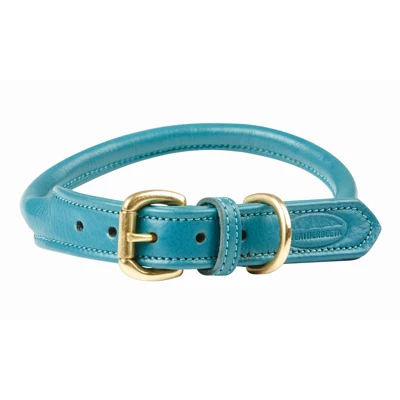 Weatherbeeta Dog Collar Rolled Leather Teal XL