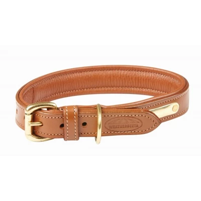 Weatherbeeta Dog Collar Padded Leather Tan M